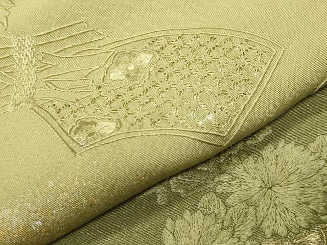平和屋着物●中国三大刺繍　スワトウ刺繍　総刺繍　訪問着　地紙草花文　暈し染め　金銀彩　正絹　逸品　未使用　CABK2503gh