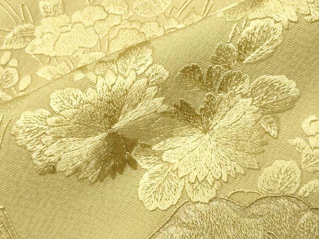 平和屋着物●中国三大刺繍　スワトウ刺繍　総刺繍　訪問着　地紙草花文　暈し染め　金銀彩　正絹　逸品　未使用　CABK2503gh