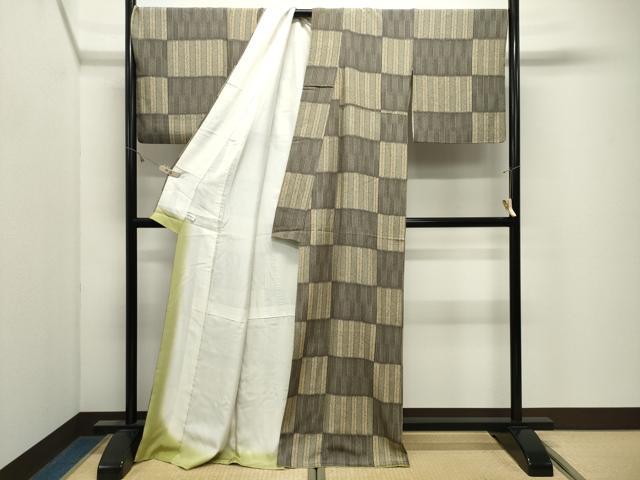 平和屋着物●上質な小紋　市松文　正絹　逸品　CABK2504gh