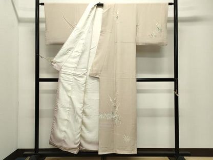 平和屋着物●訪問着　友禅　作家物　流水草花文　正絹　逸品　CABK2506gh