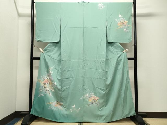 平和屋着物●訪問着　地紙飛鶴花文　暈し染め　金彩　正絹　逸品　CABK2507gh