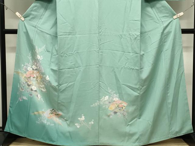 平和屋着物●訪問着　地紙飛鶴花文　暈し染め　金彩　正絹　逸品　CABK2507gh