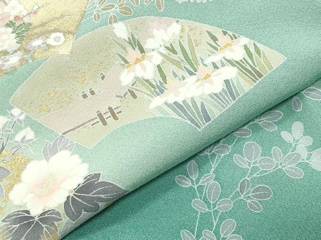 平和屋着物●訪問着　地紙飛鶴花文　暈し染め　金彩　正絹　逸品　CABK2507gh