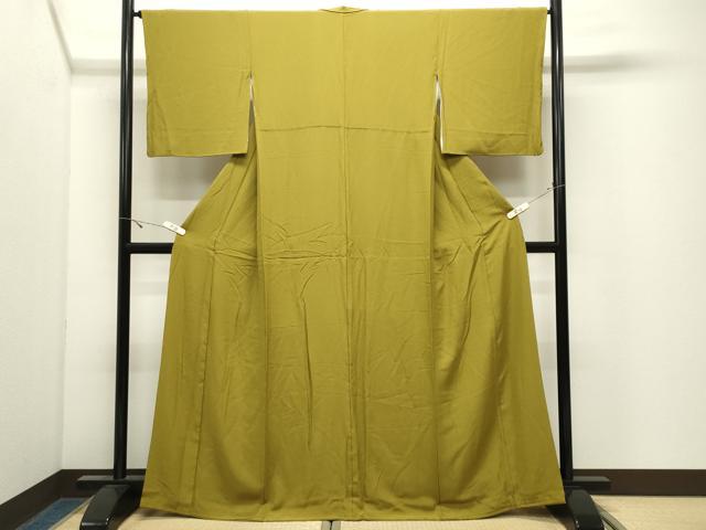 平和屋着物●上質な色無地　菜種油色　正絹　逸品　CABK2512gh
