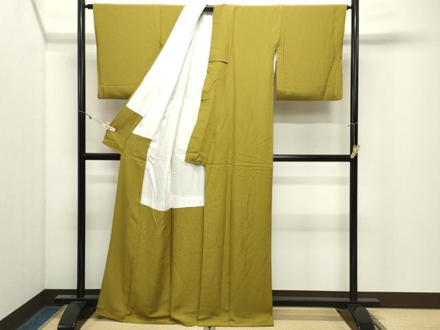 平和屋着物●上質な色無地　菜種油色　正絹　逸品　CABK2512gh