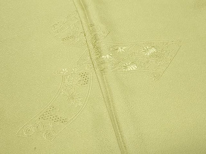 平和屋着物●中国三大刺繍　スワトウ刺繍　総刺繍　無地絵羽訪問着　絵巻花地紋　枯草色　正絹　逸品　CABK2515gh