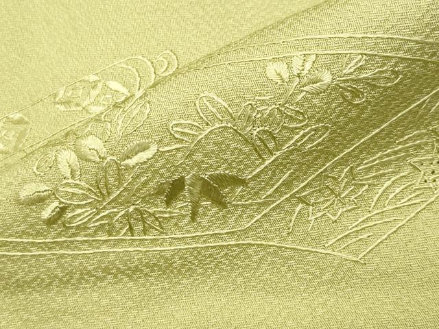 平和屋着物●中国三大刺繍　スワトウ刺繍　総刺繍　無地絵羽訪問着　絵巻花地紋　枯草色　正絹　逸品　CABK2515gh