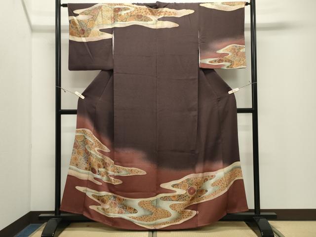 平和屋着物●訪問着　辻が花　暈し染め　金彩　正絹　逸品　CABK2517gh