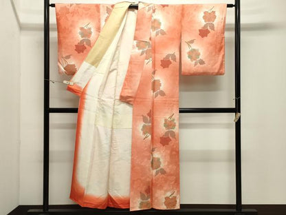 平和屋着物●上質な小紋　地紋起こし　更紗花唐草文　暈し染め　正絹　逸品　CABK2518gh