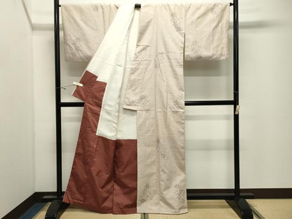 平和屋着物●結城紬　100亀甲　草花文　正絹　逸品　CABK2519gh