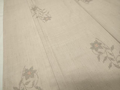 平和屋着物●結城紬　100亀甲　草花文　正絹　逸品　CABK2519gh