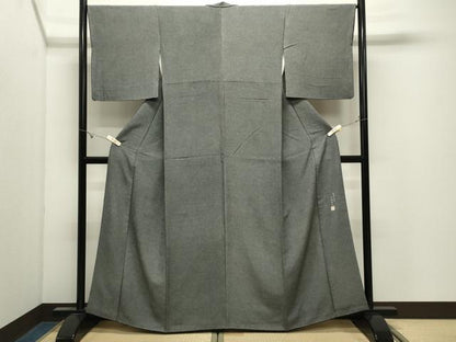 平和屋着物●伝統工芸士　石塚健吉　江戸小紋　鮫小紋柄　黒地　正絹　逸品　CABK2522gh