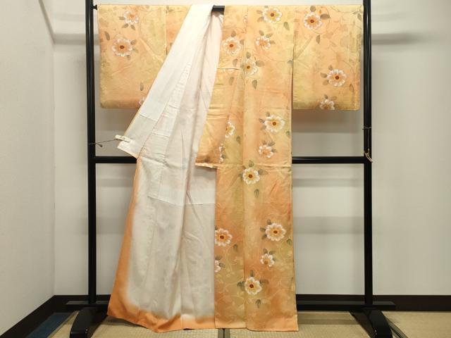 平和屋着物●上質な小紋　地紋起こし　花唐草文　暈し染め　正絹　逸品　CABK2530gh