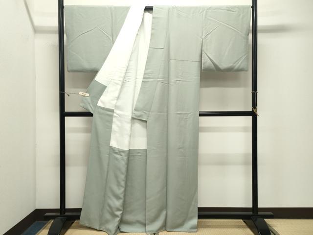 平和屋着物●上質な色無地　柳鼠色　正絹　逸品　CABK2531gh