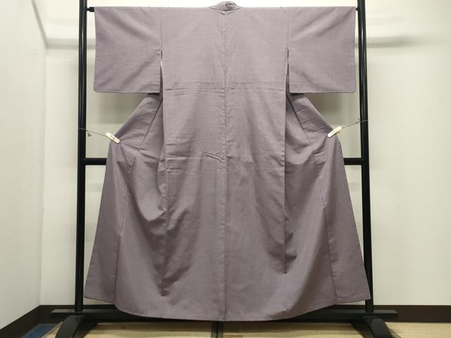 平和屋着物●結城紬　色無地　薄葡萄色　正絹　逸品　CABK2532gh