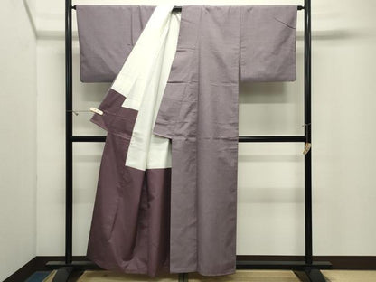 平和屋着物●結城紬　色無地　薄葡萄色　正絹　逸品　CABK2532gh