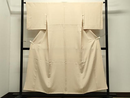 平和屋着物▼上質な色無地　練色　正絹　逸品　CABK2540gh
