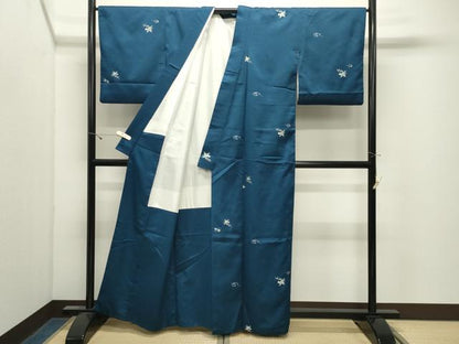 平和屋着物●上質な小紋　総刺繍　花喰い鳥　正絹　逸品　CABK2543gh