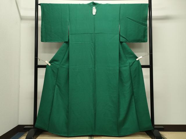 平和屋着物●上質な色無地　千歳緑色　正絹　逸品　未使用　CABK2544gh