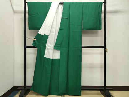平和屋着物●上質な色無地　千歳緑色　正絹　逸品　未使用　CABK2544gh