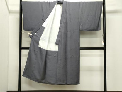 平和屋着物●男性　色無地　抽象地紋　褐色　正絹　逸品　CABK2546gh