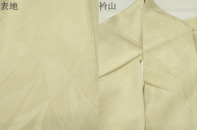 平和屋着物●上質な色無地　幾何学地紋　女郎花色　正絹　逸品　CABK2547gh