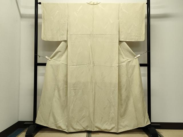 平和屋着物●上質な色無地　幾何学地紋　女郎花色　正絹　逸品　CABK2547gh
