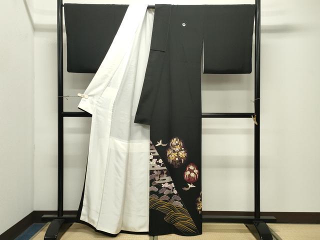 平和屋着物●豪華黒留袖　作家物　駒刺繍　鳳凰花文　金彩　正絹　逸品　CABK2549gh