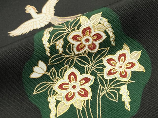 平和屋着物●豪華黒留袖　作家物　駒刺繍　鳳凰花文　金彩　正絹　逸品　CABK2549gh