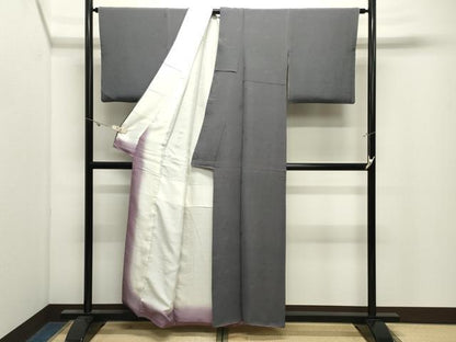 平和屋着物●上質な色無地　草花地紋　藤煤竹色　工芸染織小いけ扱い　正絹　逸品　CABK2558gh