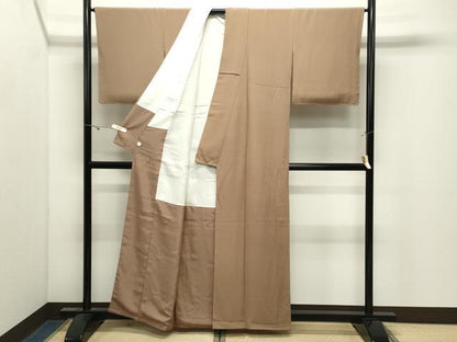 平和屋着物●上質な色無地　榛色　鈴乃屋扱い　正絹　逸品　未使用　CABK2563gh