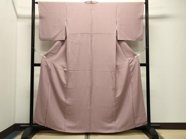 平和屋着物●上質な色無地　吉祥地紋　薄柿色　正絹　逸品　CABK2568gh