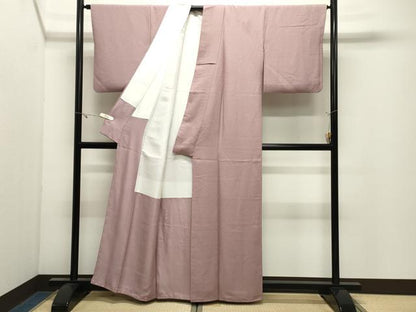 平和屋着物●上質な色無地　吉祥地紋　薄柿色　正絹　逸品　CABK2568gh
