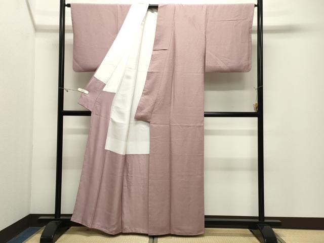 平和屋着物●上質な色無地　吉祥地紋　薄柿色　正絹　逸品　CABK2568gh