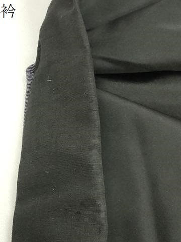 平和屋着物●男性　紬地　間道　黒地　正絹　逸品　CABK2572gh