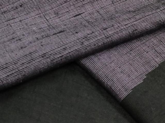 平和屋着物●男性　紬地　間道　黒地　正絹　逸品　CABK2572gh