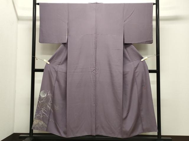 平和屋着物●琳派乃世界　灘昆年　色留訪問着　手描き　月　草花文　金銀彩　背抜き仕立て　正絹　逸品　CABK2573gh
