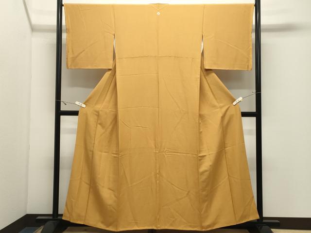平和屋着物●上質な色無地　柑子色　正絹　逸品　CABK2574gh