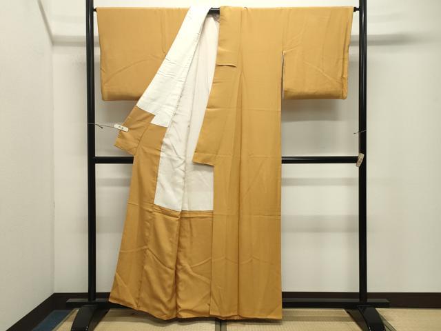 平和屋着物●上質な色無地　柑子色　正絹　逸品　CABK2574gh