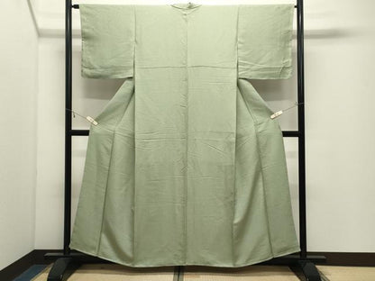 平和屋着物●上質な色無地　紋意匠　若葉色　正絹　逸品　未使用　CABK2575gh