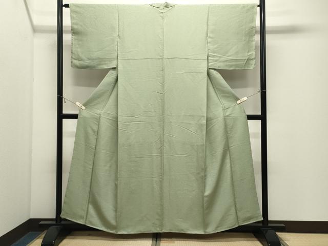 平和屋着物●上質な色無地　紋意匠　若葉色　正絹　逸品　未使用　CABK2575gh