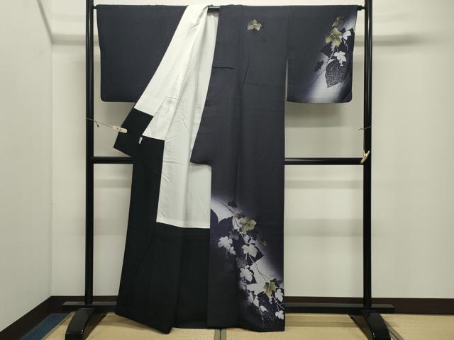 平和屋着物●訪問着　葡萄蔦の葉文　暈し染め　金彩　正絹　逸品　CABK2576gh