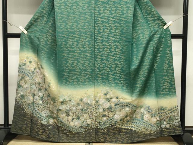 平和屋着物●訪問着　辻が花　絞り　暈し染め　金通し地　正絹　逸品　CABK2577gh