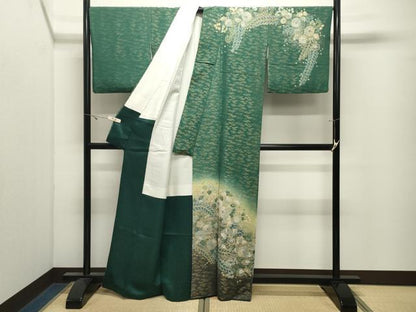 平和屋着物●訪問着　辻が花　絞り　暈し染め　金通し地　正絹　逸品　CABK2577gh