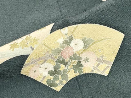 平和屋着物●十日町友禅　女流作家　遠田藤舟　訪問着　流水地紙花文　金彩　正絹　逸品　CABK2579gh