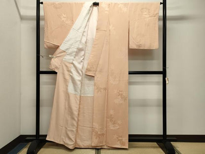 平和屋着物●上質な色無地　楓地紋　淡香色　正絹　逸品　CABK2580gh