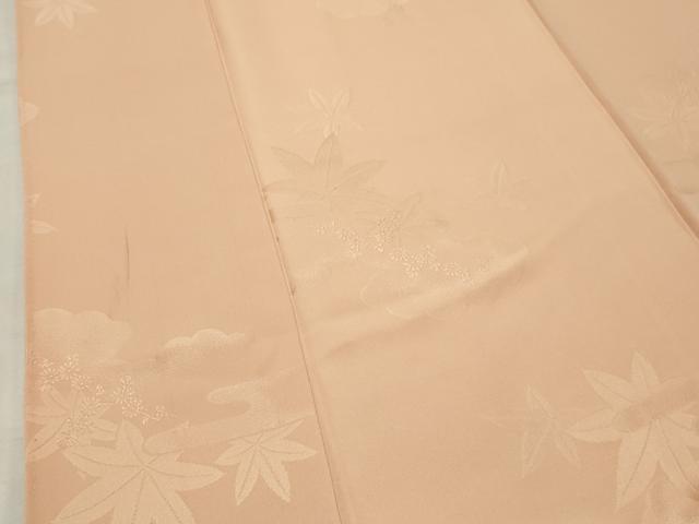 平和屋着物●上質な色無地　楓地紋　淡香色　正絹　逸品　CABK2580gh