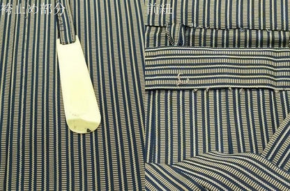 平和屋着物●男性　人間国宝　甲田綏郎　精好仙台平　馬乗り袴　縞　正絹　逸品　CABK2587gh
