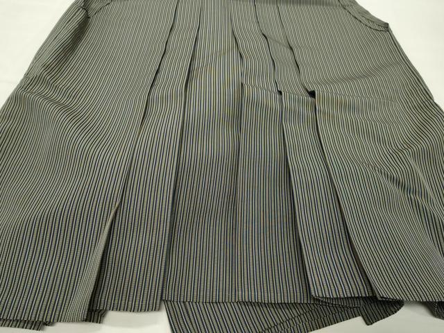 平和屋着物●男性　人間国宝　甲田綏郎　精好仙台平　馬乗り袴　縞　正絹　逸品　CABK2587gh