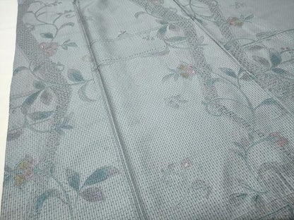 平和屋着物●中国三大刺繍　スワトウ刺繍　総刺繍　本場縞大島紬　更紗花唐草文　正絹　逸品　CABK2591gh